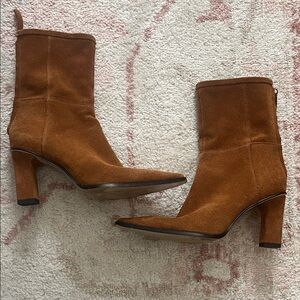 Zara Tan Suede Heeled Boots